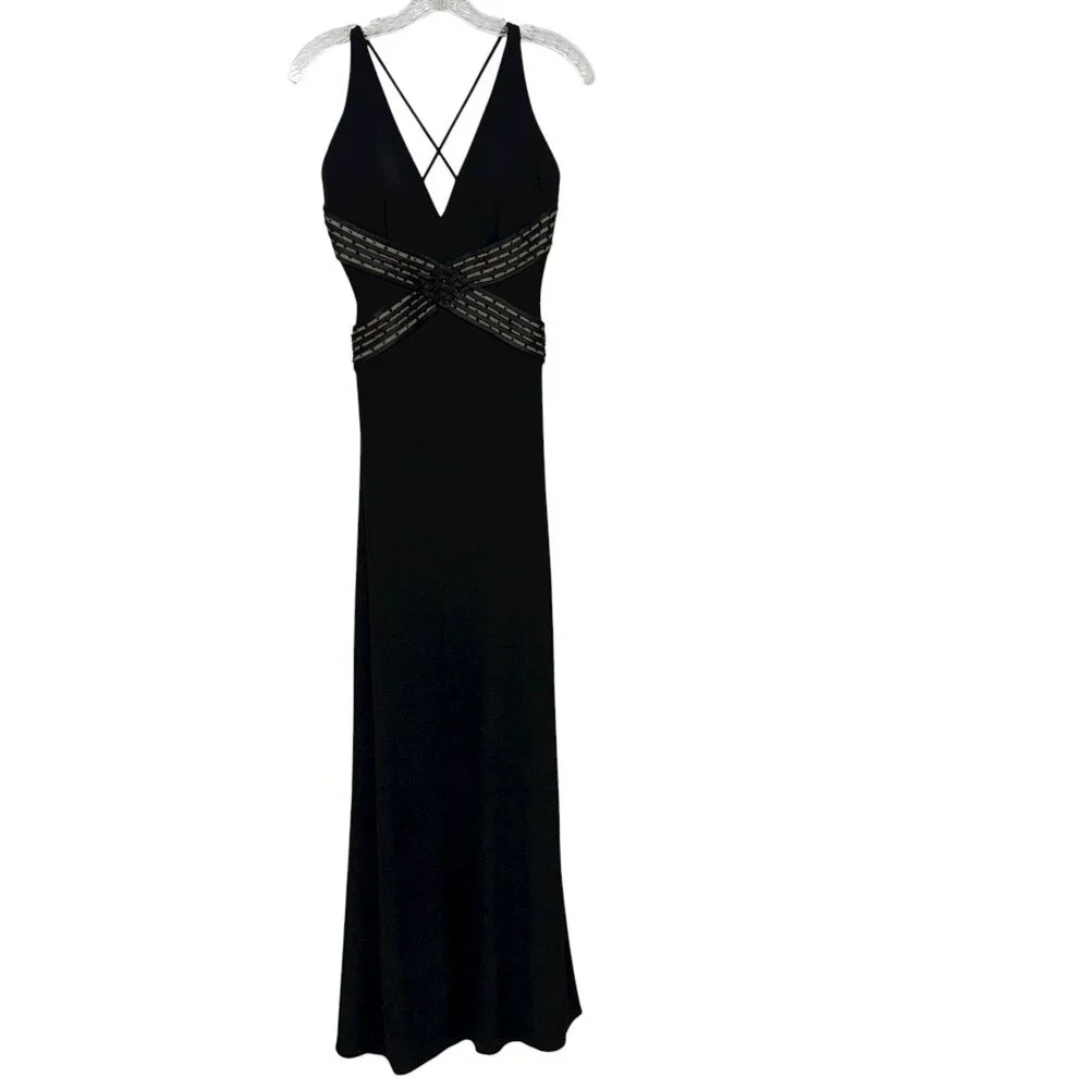 Morrell Maxie Women's Spaghetti Strap Black Maxi Prom Dress Size 4 - Picture 1 of 10